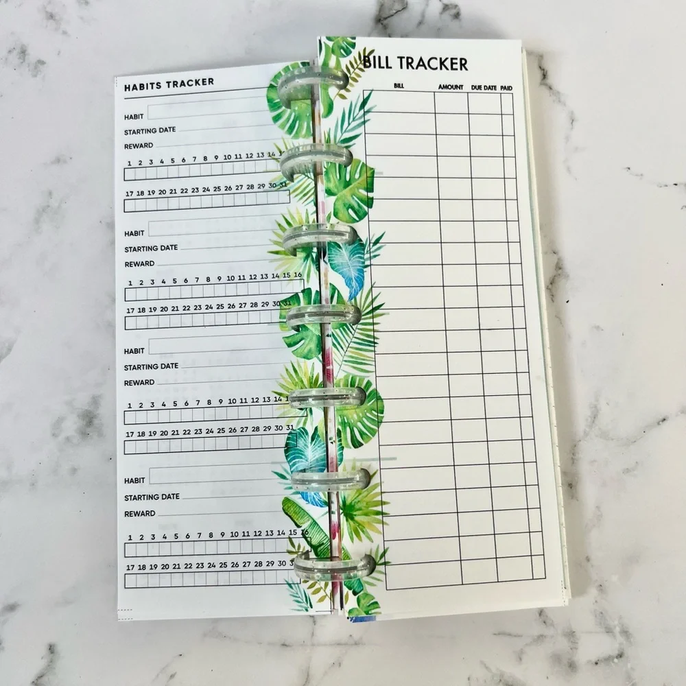 Skinny mini planner tropical plants and flowers weekly layout plants stickers